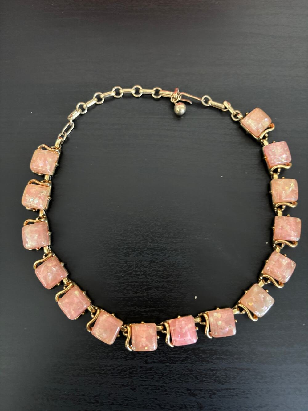 Vintage Coro Pink Lucite Necklace Thermoset Plastic